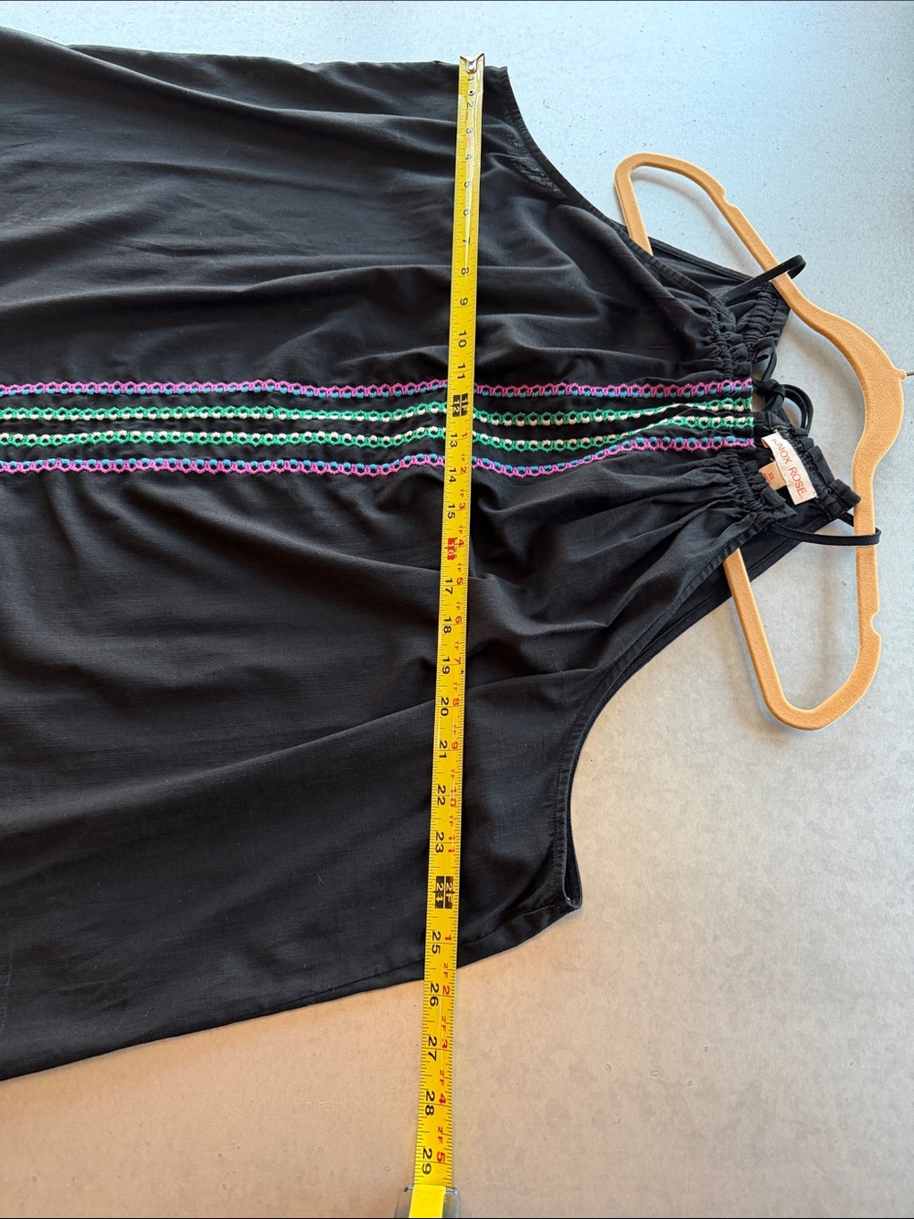 Knox Rose Black Halter Top with Embroidered Green & Purple Trim XXL - Picture 5 of 9